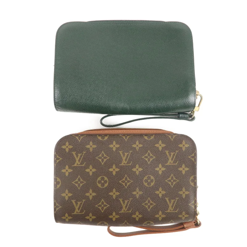 Louis Vuitton backpacks with a multi - pocket organization for functionalityLouis Vuitton Monogram Taiga Set of 2 Cluch Bag M30184 M51790