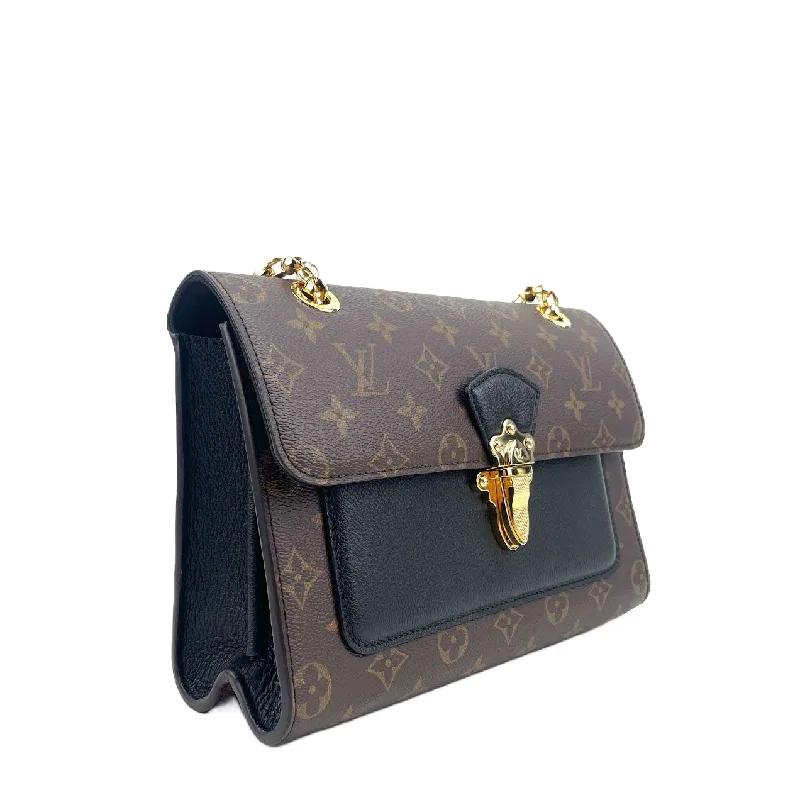 Louis Vuitton bags with a snap - button closure and a decorative charm for styleLOUIS VUITTON Victoire Monogram w/Black