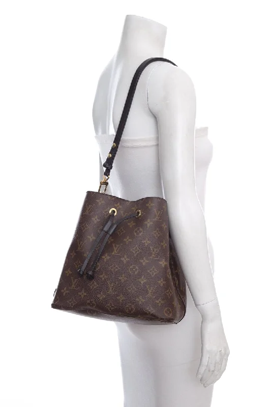 Louis Vuitton handbags with a beaded trim for a touch of glamourLouis Vuitton 2020 Brown & Black Monogram NeoNoe Bucket Bag