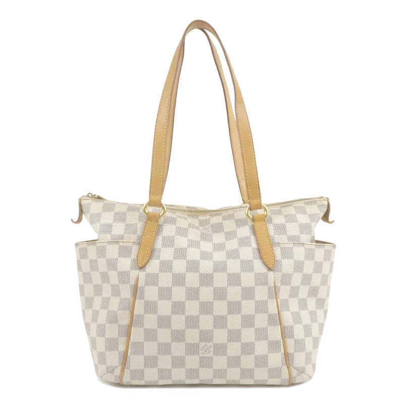 Louis Vuitton bags with a chain - link trim and a leather body for a modern edgeLouis Vuitton Damier Azur Totally PM Tote Bag Hand Bag N51261