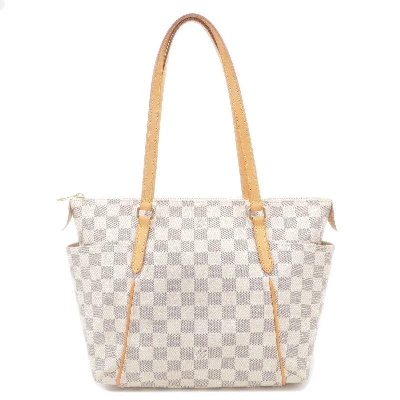 Louis Vuitton bags with a snap - button closure and a decorative charm for styleLouis Vuitton Damier Azur Totally PM Tote Bag N41280