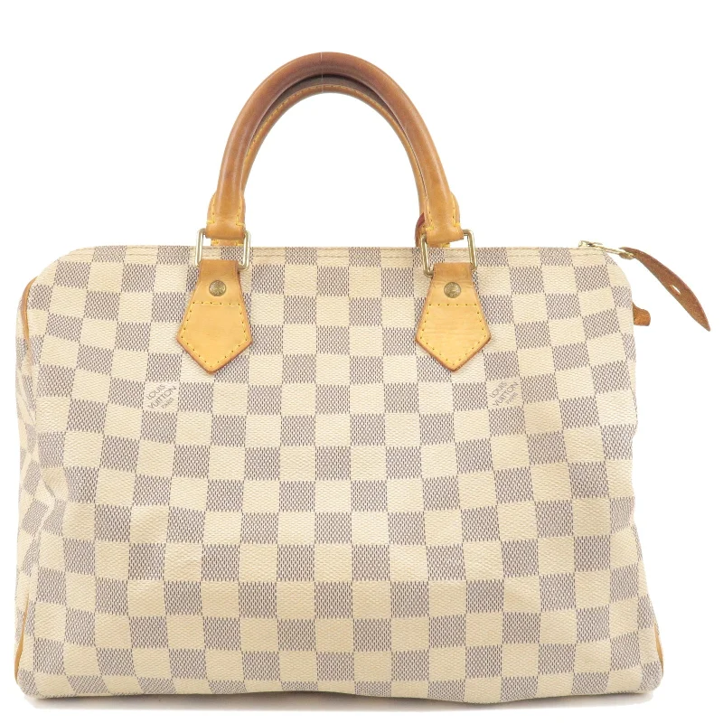 Louis Vuitton backpacks with a padded back panel for comfort during long - wearLouis Vuitton Damier Azur Speedy 30 Boston Hand Bag N41533