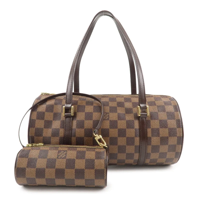 Louis Vuitton bags with a detachable mirror inside for on - the - go touch - upsAuthe Louis Vuitton Damier Papillon 30 Hand Bag & Pouch Brown N51303