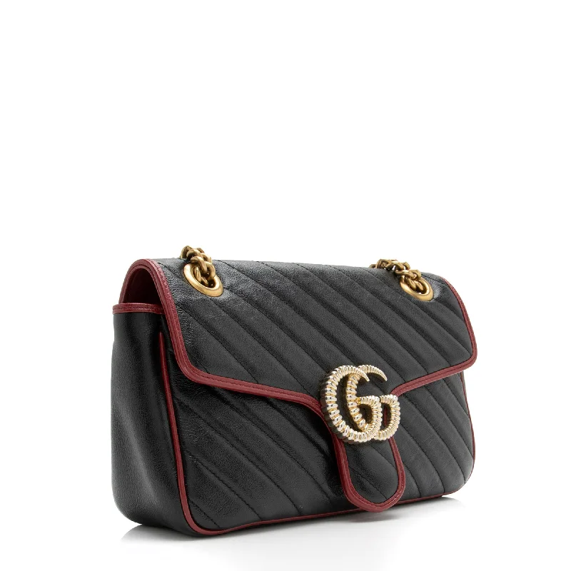 Gucci tote bags for women with a printed Gucci logoGucci Matelasse Leather Torchon GG Marmont Small Shoulder Bag (SHF-23396)