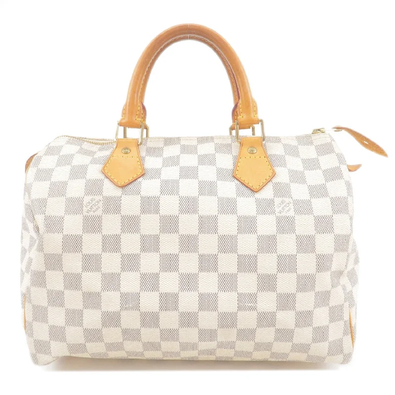 Louis Vuitton bags with a snap - button closure and a decorative charm for styleLouis Vuitton Damier Azur Speedy 30 Boston Hand Bag N41533