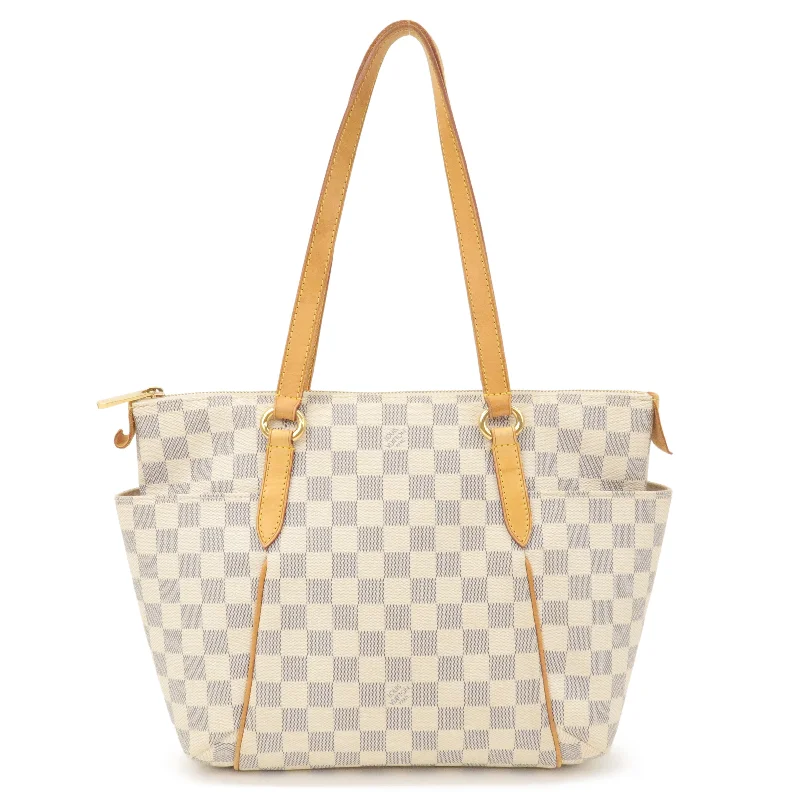 Louis Vuitton backpacks with a padded back panel for comfort during long - wearLouis Vuitton Damier Azur Totally PM Tote Bag Hand Bag N51261