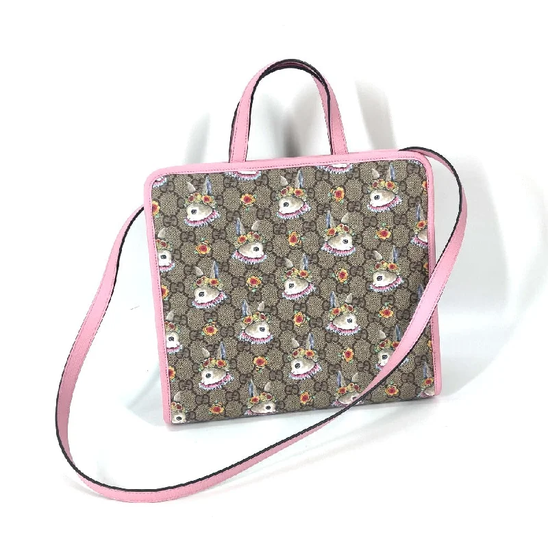 Women Gucci Sylvie bags with a detachable ribbon detailGUCCI Tote Bag 630542 GG canvas Beige x pink Children's Rabbit Yuko Higuchi Kids Used