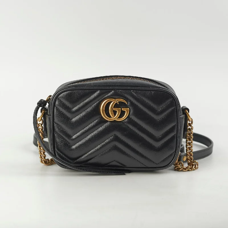 Gucci tote bags for women with a double - handle designGucci Mini Marmont Camera Bag Black