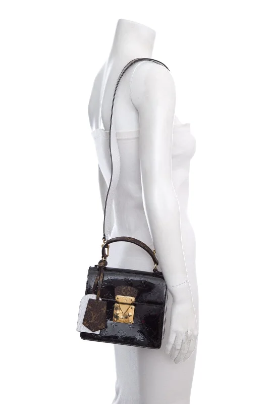 Louis Vuitton bags with a detachable mirror inside for on - the - go touch - upsLouis Vuitton Black & White Patent Handbag