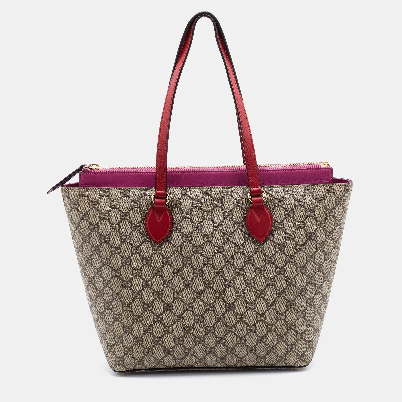 Gucci tote bags for women with a water - resistant coatingGucci Tri Color GG Supreme Canvas and Leather Medium Tote