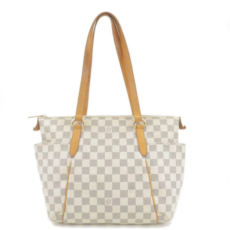 Louis Vuitton bags with a detachable mirror inside for on - the - go touch - upsLouis Vuitton Damier Azur Totally PM Tote Bag N51261