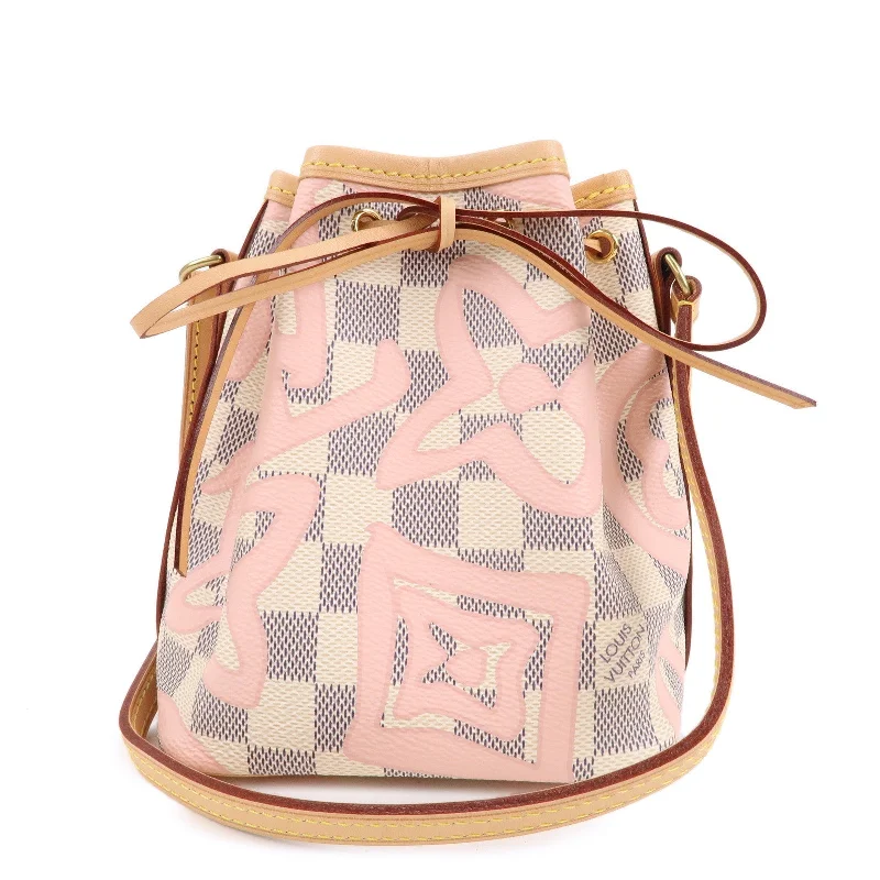 Louis Vuitton Alma bags with a monogram - embossed leather surfaceLouis Vuitton Damier Azur Tahiti Nano Noe Shoulder Bag N60052