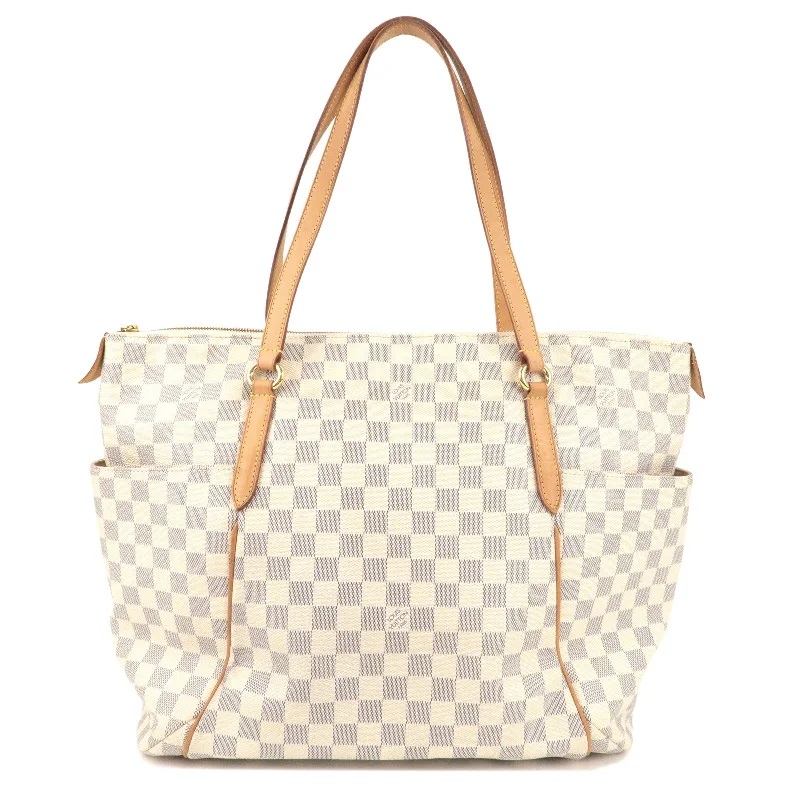 Louis Vuitton handbags with a beaded trim for a touch of glamourLouis Vuitton Damier Azur Totally GM Tote Shoulder Bag N51263