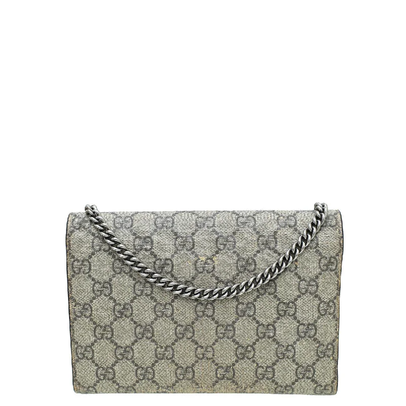 Women Gucci bags with a zippered interior pocketGucci Bicolor Dionysus GG Supreme Mini Chain Wallet