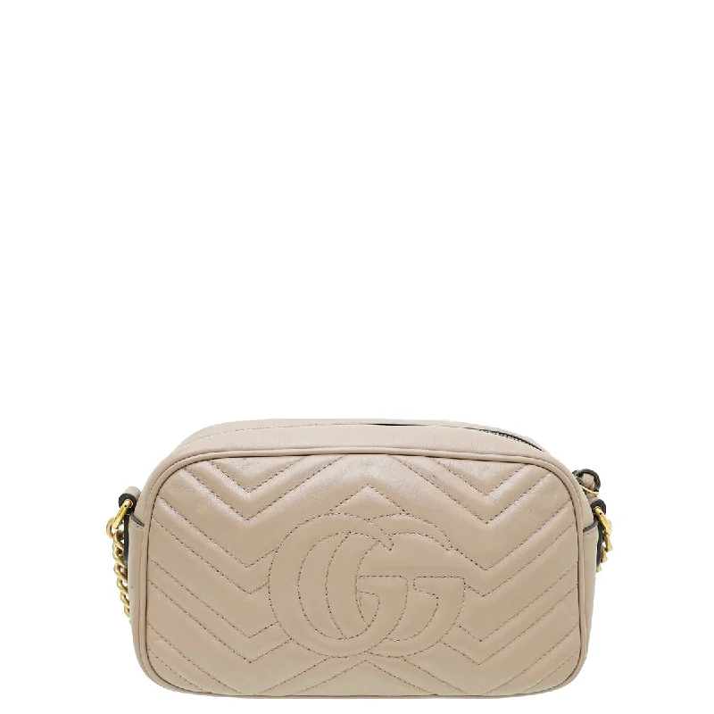 Gucci Marmont bags for women with quilted leather exteriorsGucci Dusty Pink GG Marmont Small Camera Shoulder Bag