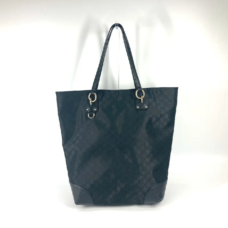 Women Gucci Sylvie bags with a crystal - embellished web stripeGUCCI Tote Bag 353702 Nylon / leather black GG Women Secondhand