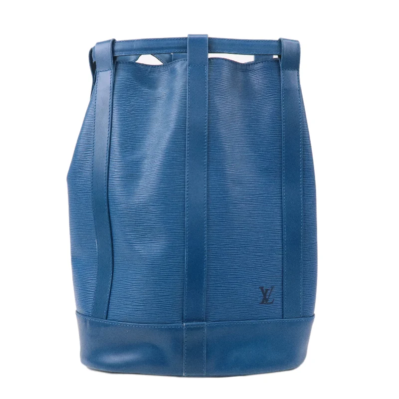 Louis Vuitton bags with a detachable mirror inside for on - the - go touch - upsLouis Vuitton Epi Randonnee PM Laundry Bag Toledo Blue M52355