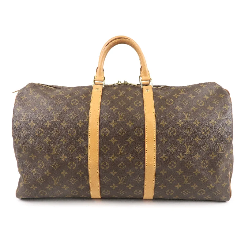 Ladies Louis Vuitton shoulder bags with a magnetic - closure flap for easeLouis Vuitton Monogram Keep All 55 Boston Bag Brown M41424