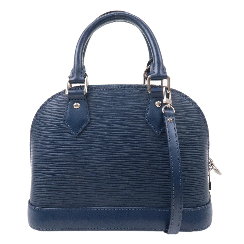 Louis Vuitton backpacks with a padded laptop compartment for travelLouis Vuitton Epi Alma BB 2Way Bag Andigo Blue M40855