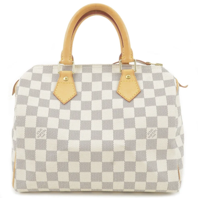 Louis Vuitton handbags with a back - zip pocket for storing valuablesLouis Vuitton Damier Azur Speedy 25 Boston Bag N41534