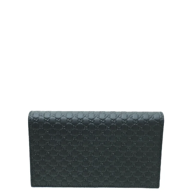 Gucci tote bags for women with a water - resistant coatingGucci Black GG Microguccissima Strap Wallet