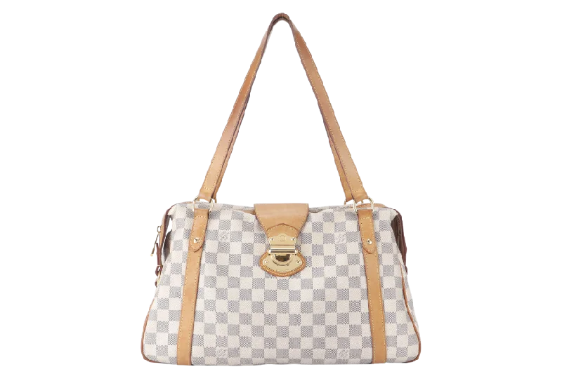 Louis Vuitton bags with a zippered interior pocket for better organizationLOUIS VUITTON STRESA PM (N42220) DAMIER AZUR GOLD HARDWARE NO DUST COVER