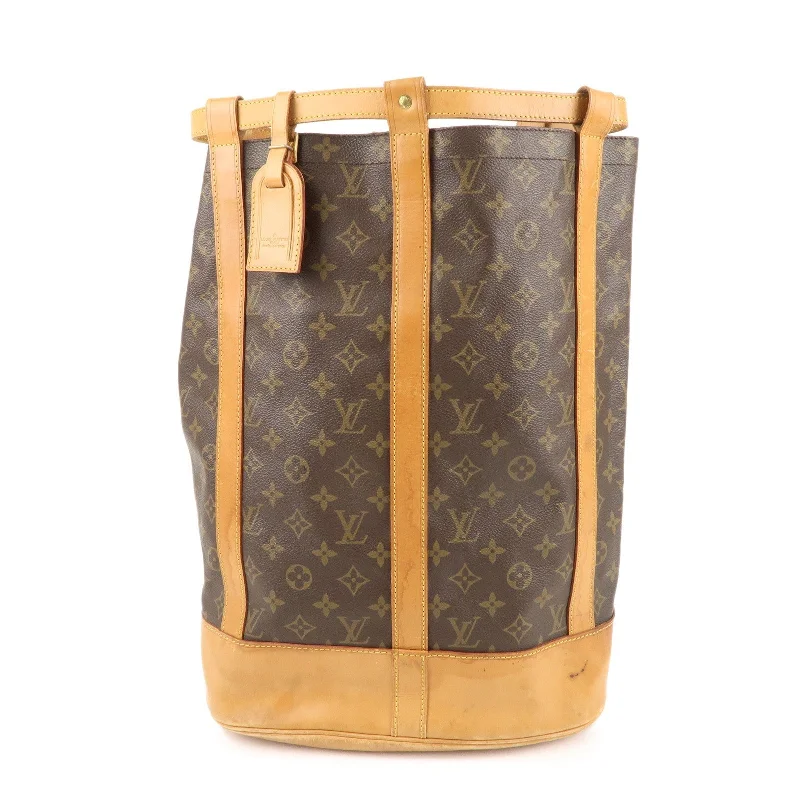 Louis Vuitton tote bags with a printed LV logo on the front for brand visibilityLouis Vuitton Monogram Randonnee GM Laundry Bag Brown M42244