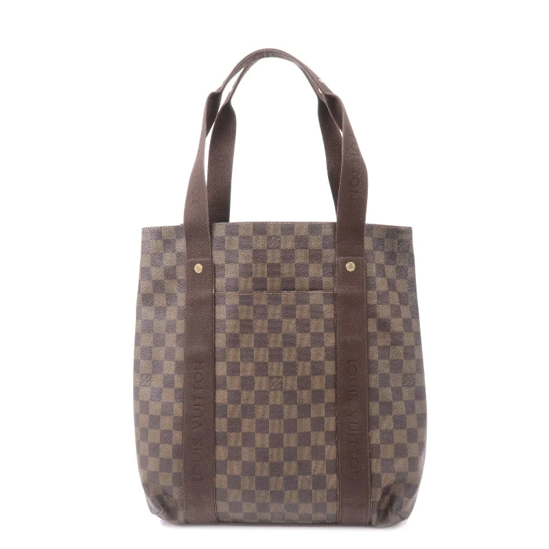 Louis Vuitton tote bags with a printed LV logo on the front for brand visibilityLouis Vuitton Damier Ebene Cabas Beaubourg Tote Bag N52006