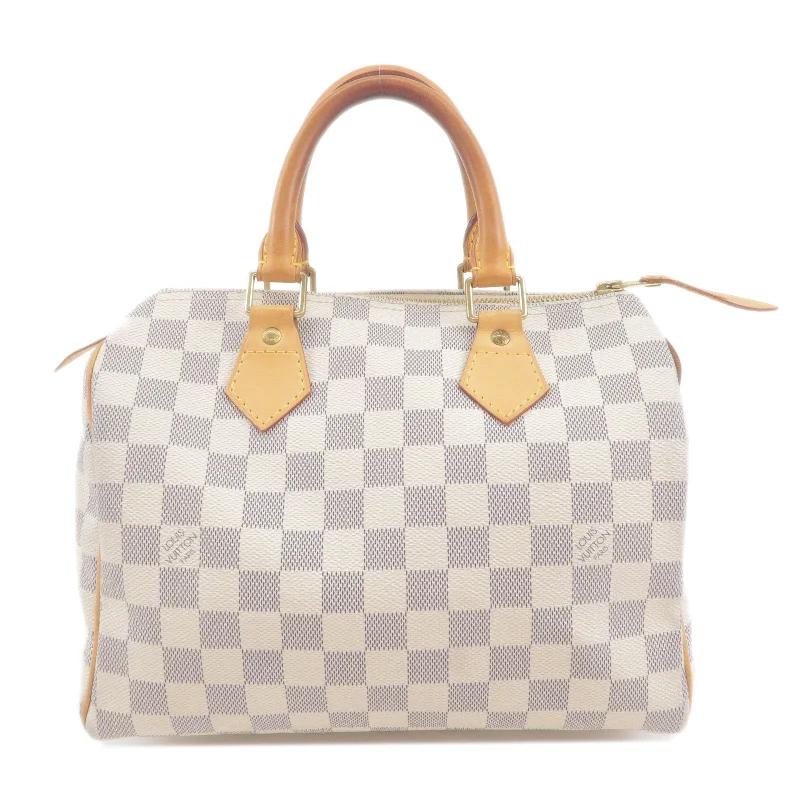 Louis Vuitton bags with a detachable mobile phone holder for convenienceLouis Vuitton Damier Azur Speedy 25 Boston Bag Hand Bag N41534