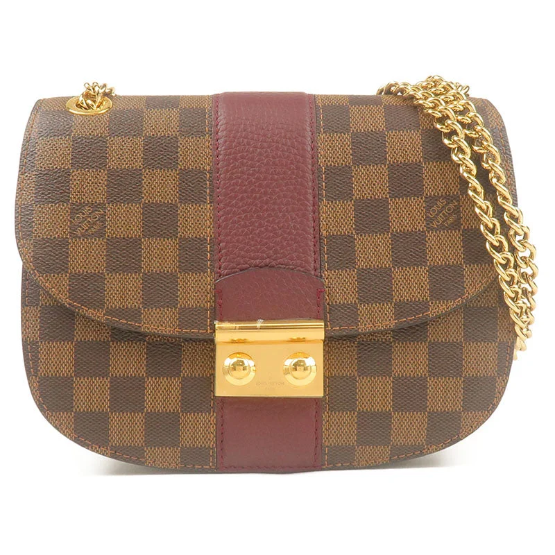 Medium - sized Louis Vuitton tote bags for work and shoppingLouis Vuitton Damier Wight Chain Shoulder Bag Bordeaux N64420