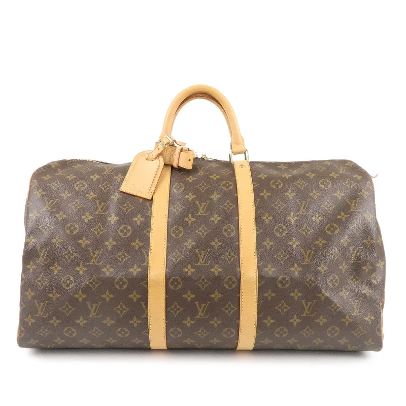 Louis Vuitton tote bags with a double - handle and shoulder - strap optionLouis Vuitton Monogram Keep All 55 Boston Bag Brown M41424