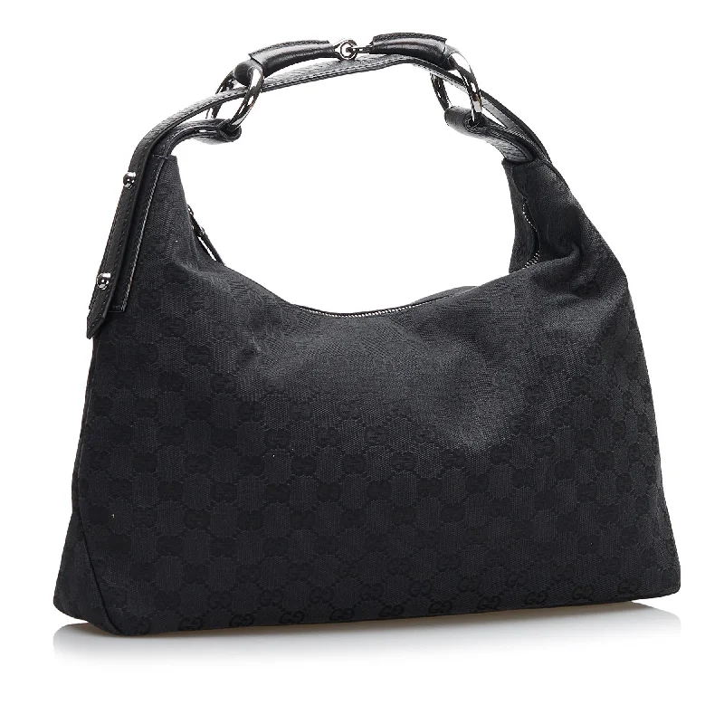 Ladies Gucci shoulder bags with a wide - width strapGucci GG Canvas Horsebit Hobo (SHG-36979)