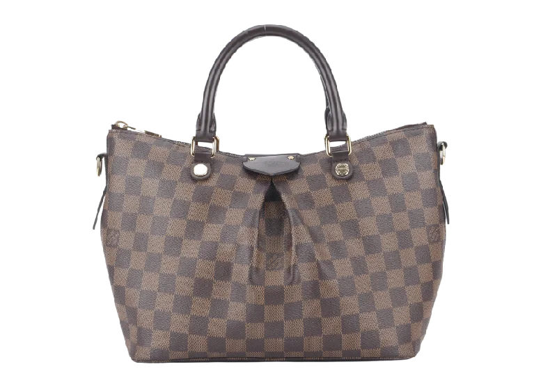 Louis Vuitton Twist bags with the iconic LV - turnlock closureLOUIS VUITTON SIENA MM (N41546) DAMIER EBENE CANVAS GOLD HARDWARE WITH STRAPS AND DUST COVER