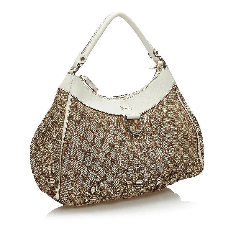 Gucci tote bags for women with a water - resistant coatingGucci GG Canvas Abbey D-Ring Shoulder Bag (34226)