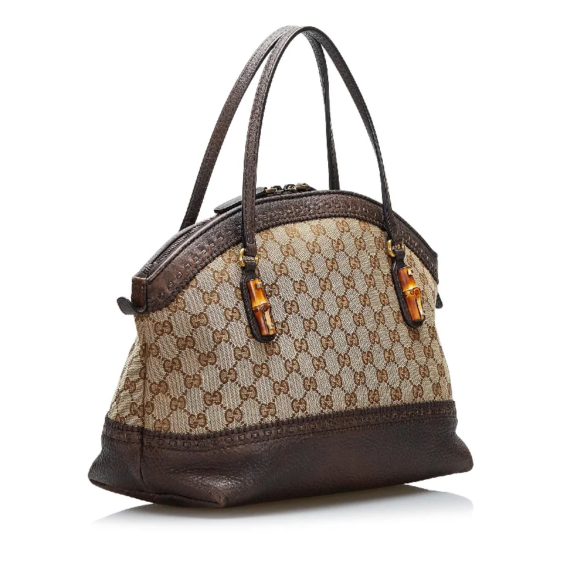 Women Gucci crossbody bags with a woven leather strapGucci GG Canvas Bamboo Laidback Crafty Handbag (tR7vbL)