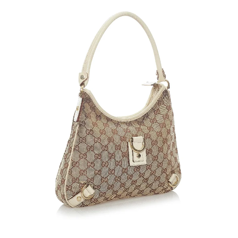 Women Gucci bags with a zippered interior pocketGucci GG Canvas Abbey D-Ring Shoulder Bag (32884)