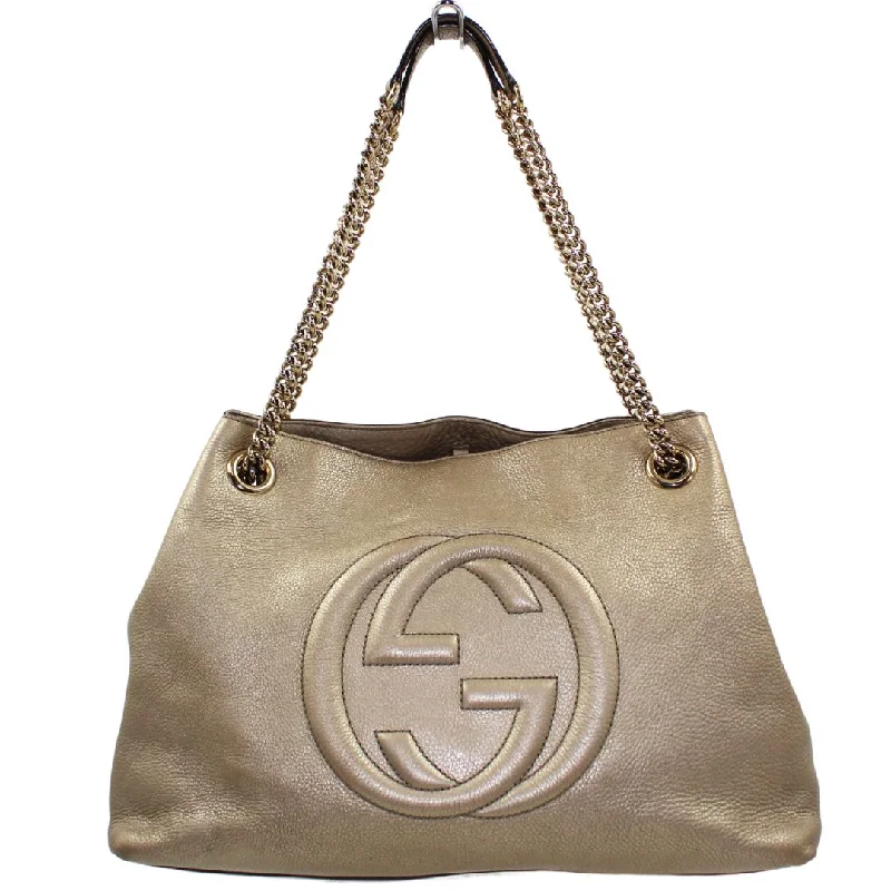 Gucci Marmont bags for women with quilted leather exteriorsGucci Pebbled Calfskin Medium Soho Chain Shoulder Bag