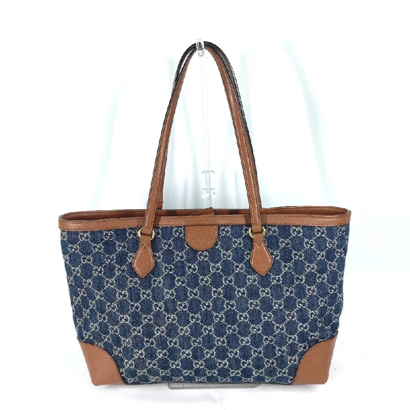 Women Gucci crossbody bags with a printed floral patternGUCCI Tote Bag 631685 denim blue Ophidia GG denim Medium tote Women Secondhand