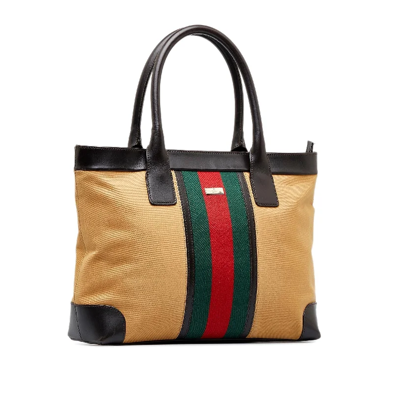 Women Gucci bags with a front - flap pocket for quick - access itemsGucci Web Tote (SHG-oP5WXA)