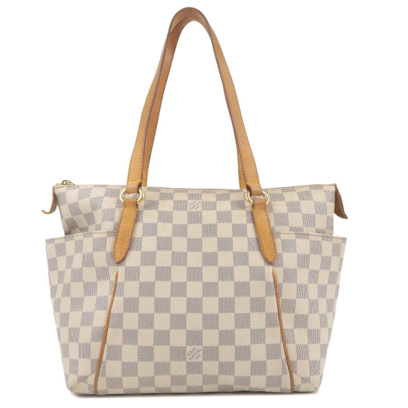 Louis Vuitton handbags with a patent - leather finish for a shiny lookLouis Vuitton Damier Azur Totally PM Tote Bag Ivory N51261