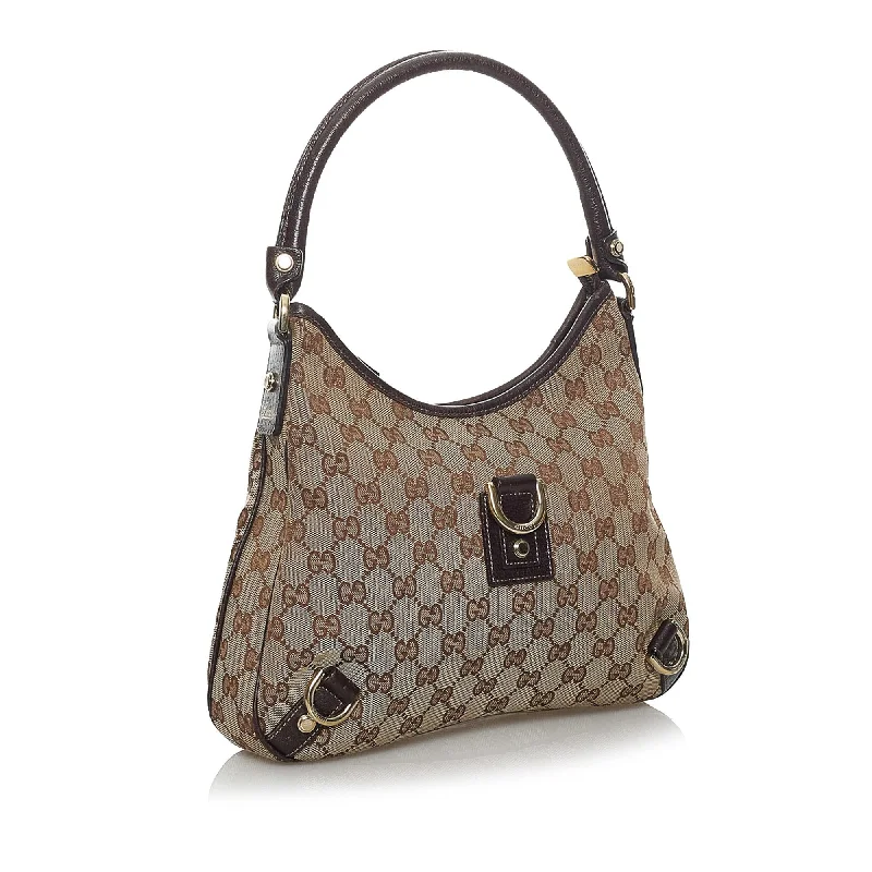 Ladies Gucci shoulder bags with a magnetic - closure flapGucci GG Canvas Abbey D-Ring Shoulder Bag (33753)