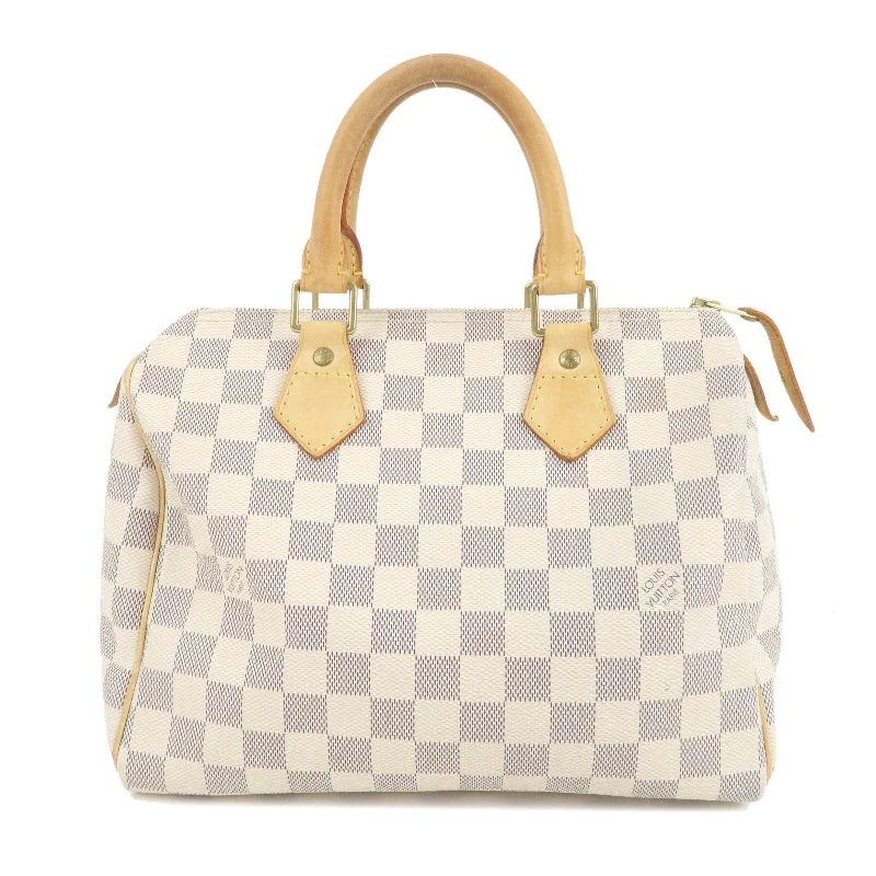 Louis Vuitton bags with a detachable mirror inside for on - the - go touch - upsLouis Vuitton Damier Azur Speedy 25 Boston Bag Hand Bag N41534