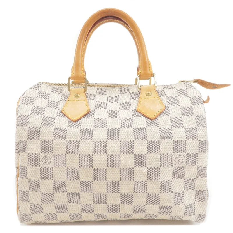 Ladies Louis Vuitton Petite Malle bags in a pastel color for a soft lookLouis Vuitton Damier Azur Speedy 25 Boston Bag Hand Bag N41534