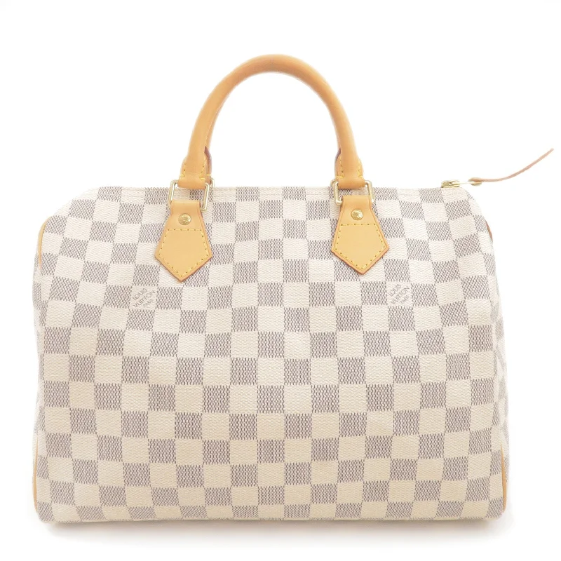 Louis Vuitton tote bags with a printed LV logo on the front for brand visibilityLouis Vuitton Damier Azur Speedy 30 Boston Hand Bag N41533