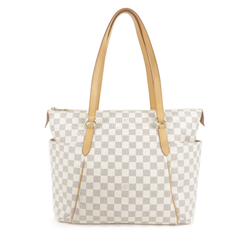 Ladies Louis Vuitton shoulder bags with a single - handle silhouetteLouis Vuitton Damier Azur Totally MM Tote Bag Shoulder Bag N51262