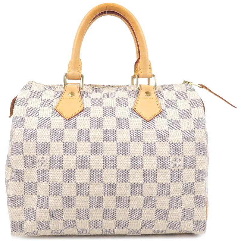 Ladies Louis Vuitton shoulder bags with a tassel decoration for charmLouis Vuitton Damier Azur Speedy 25 Boston Bag Hand Bag N41534