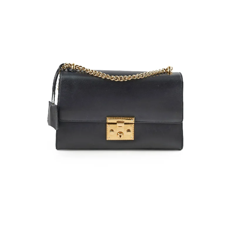 Women Gucci bags with a front - zip pocket for small itemsGucci Padlock Shoulder Bag Large Black