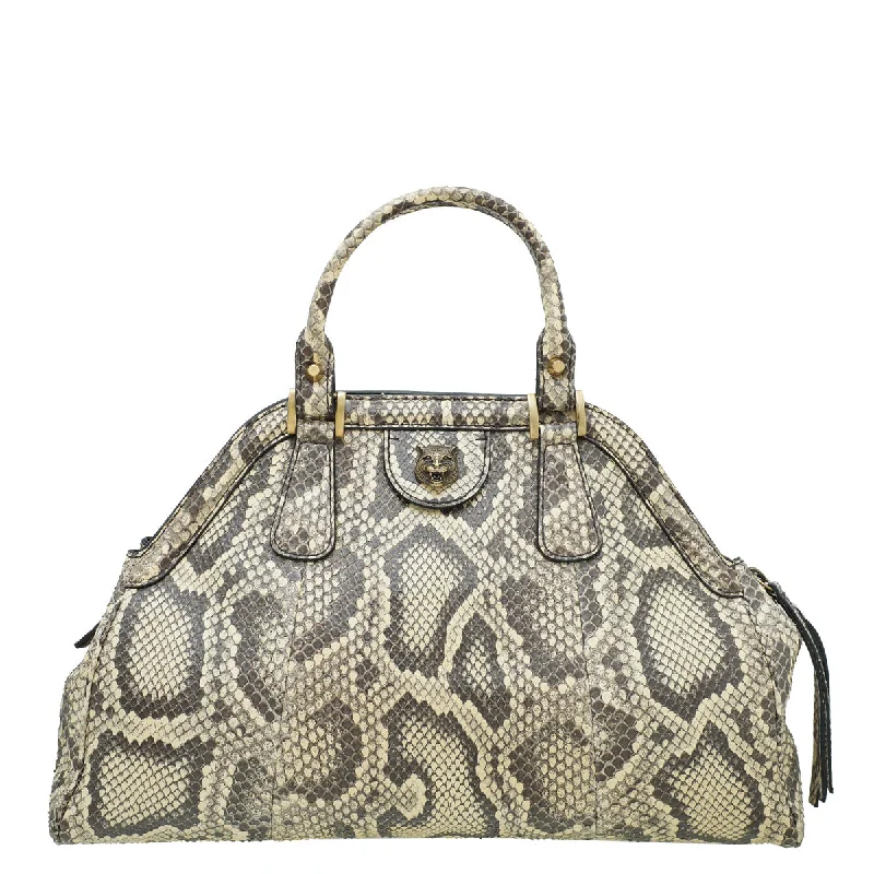 Ladies Gucci handbags with a detachable coin purse insideGucci Bicolor Python Re(Belle) Top Handle Medium Bag