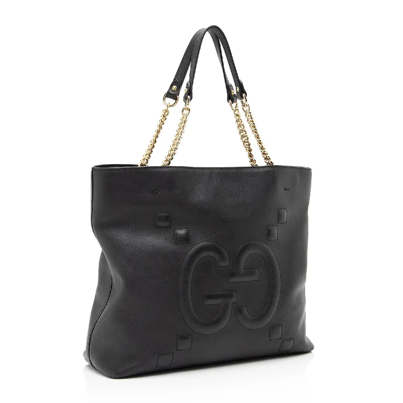 Gucci tote bags for women with a water - resistant coatingGucci GG Embossed Calfskin Apollo Large Tote (SHF-23637)