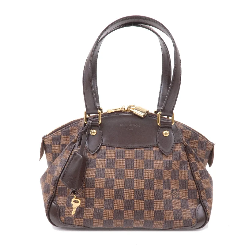 Ladies Louis Vuitton Capucines bags with gold - toned hardwareLouis Vuitton Damier Ebene Verona PM Hand Bag Brown N41117